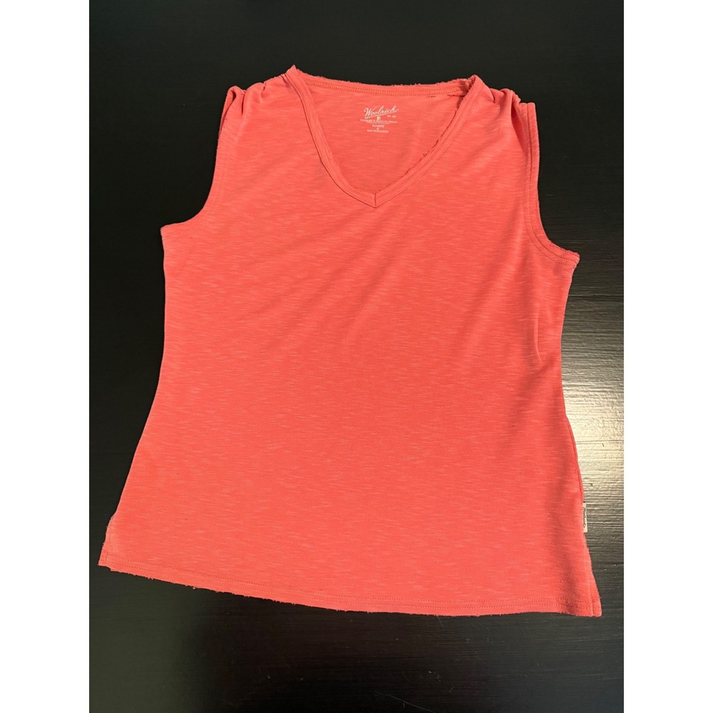Woolrich Womens Calypso Coral Pink V-Neck Sleeveless‎ Slub Tank Top Size M S7374